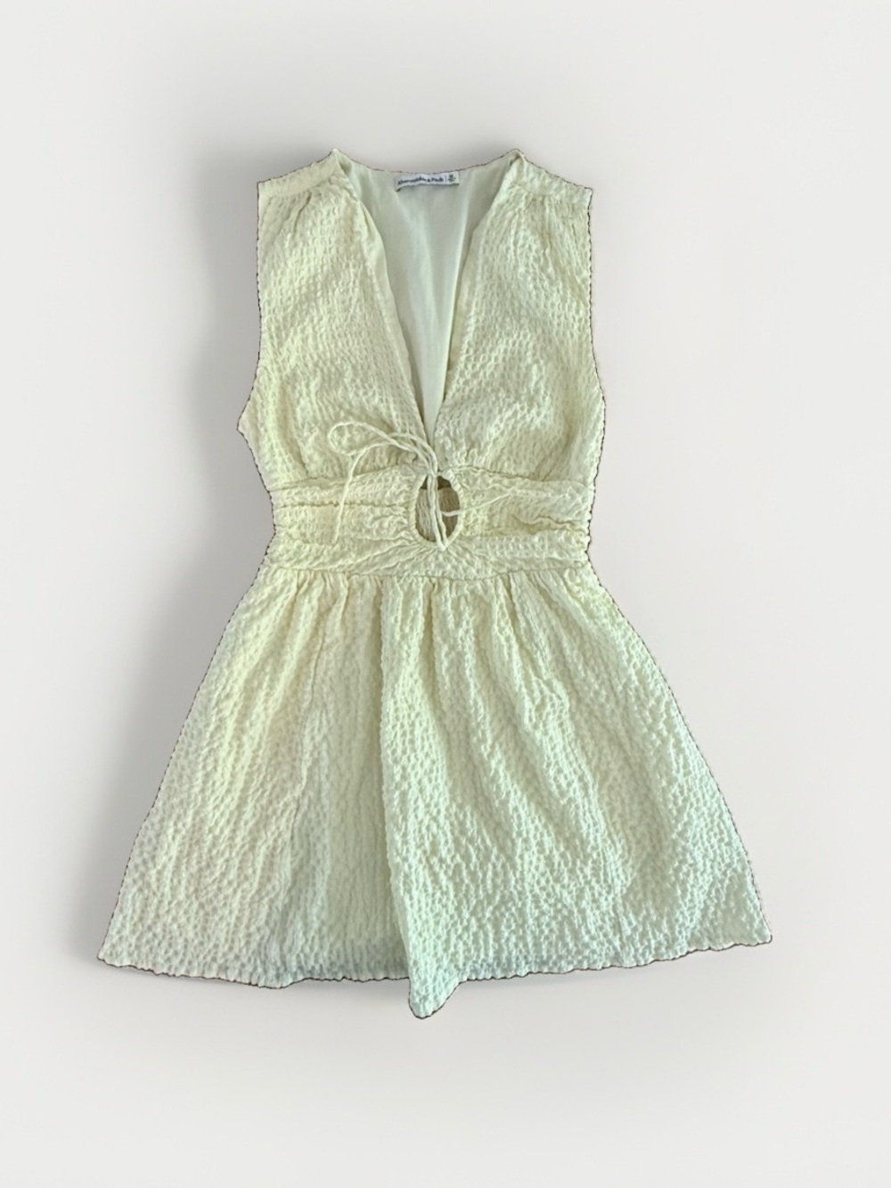 Sleeveless V-Neck Mini Dress with Tie Waist in yellow